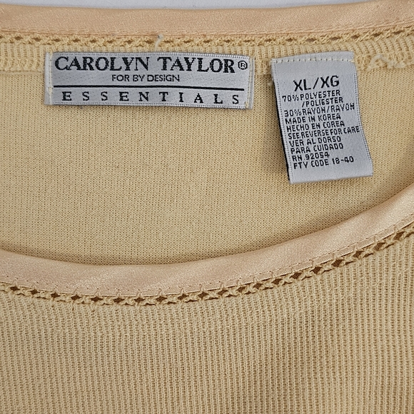 Carolyn Taylor Women's XL Top Yellow Essentials Acrylic Short Sleeve Shirt - Picture 5 of 6